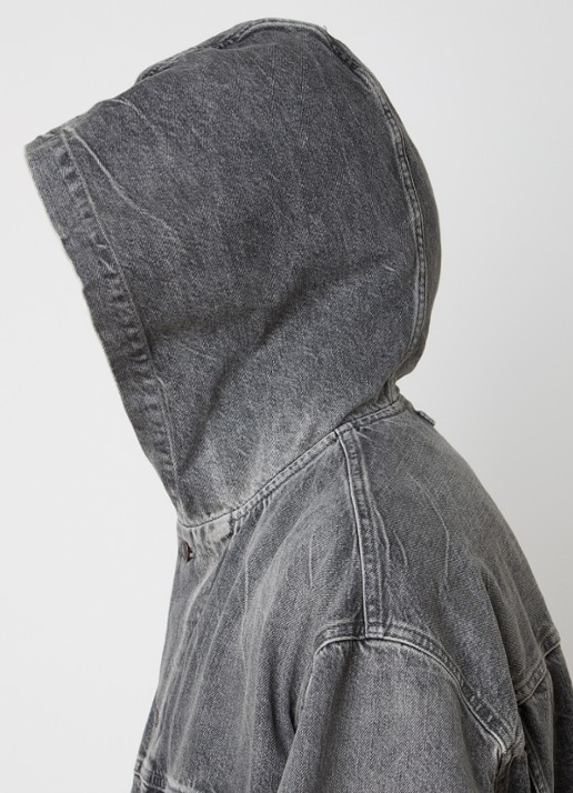 Acne Studios Spijkerjas met capuchon en steekzakken - detail 2 middengrijs