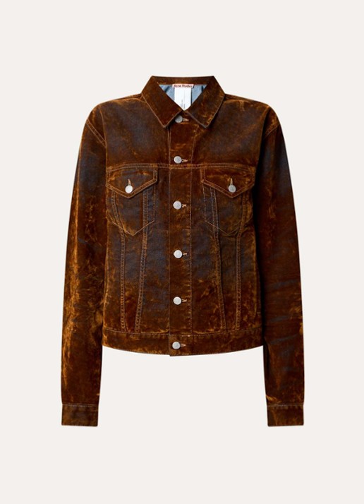 Acne Studios Spijkerjas van fluweel met steekzakken - voorkant bruin