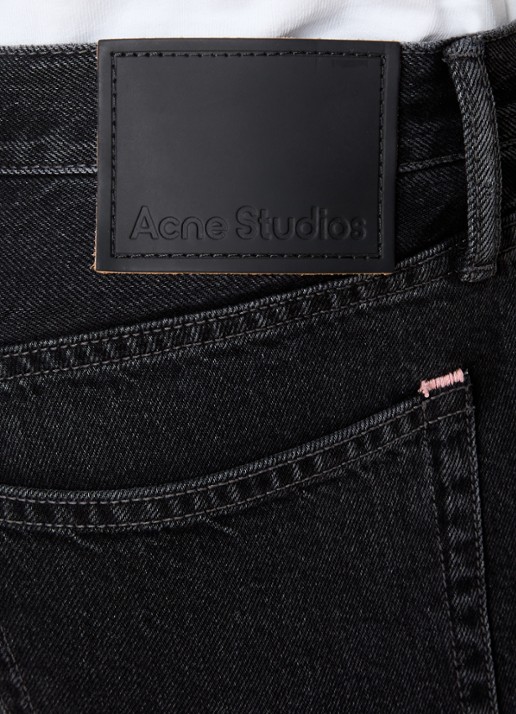 Acne Studios Straight leg jeans van  katoen met gekleurde wassing - detail 4 zwart