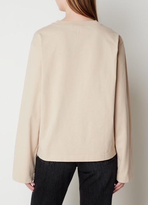 Acne Studios Sweater met logoborduring en trompetmouw - achterkant 3 donkerbeige