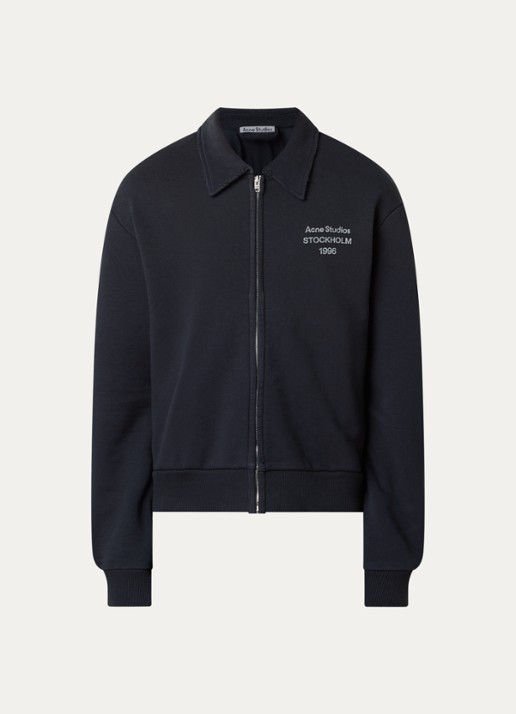 Acne Studios Sweatvest met logo en verwassen afwerking - voorkant 4 zwart