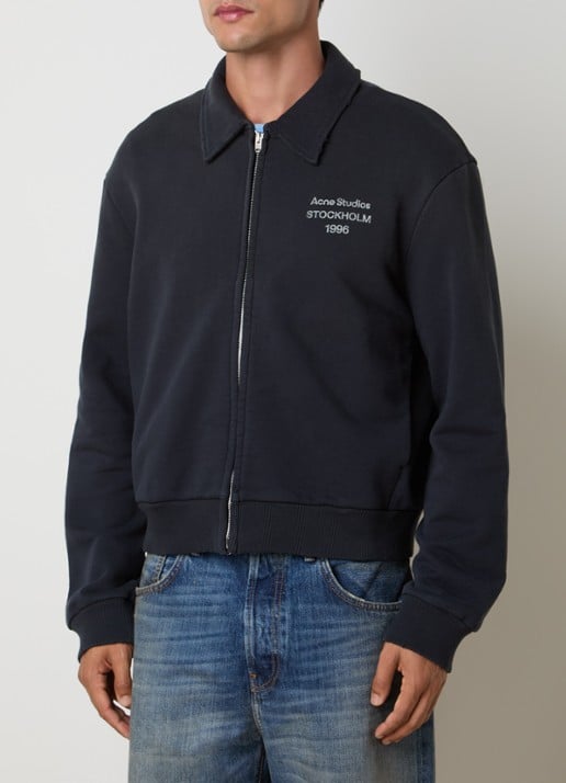 Acne Studios Sweatvest met logo en verwassen afwerking