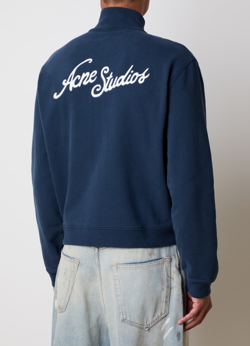 Acne Studios Sweatvest met logoborduring - detail donkerblauw