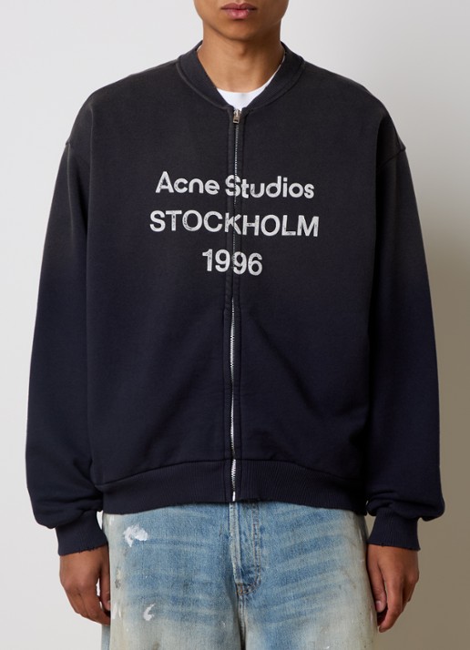 Acne Studios Sweatvest met logoprint en verwassen afwerking - detail 3 antraciet