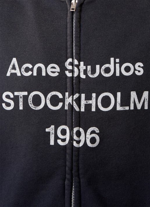 Acne Studios Sweatvest met logoprint en verwassen afwerking - detail 4 antraciet