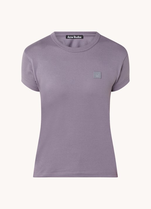 Acne Studios T-shirt met logoborduring - voorkant 4 paars