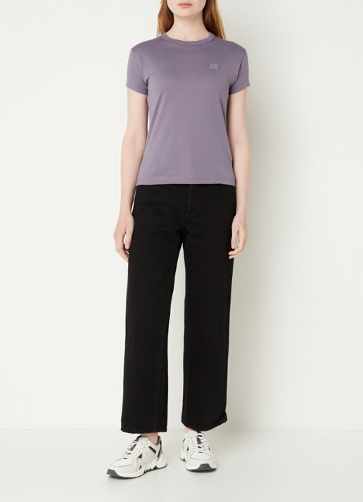 Acne Studios T-shirt met logoborduring - voorkant 5 paars