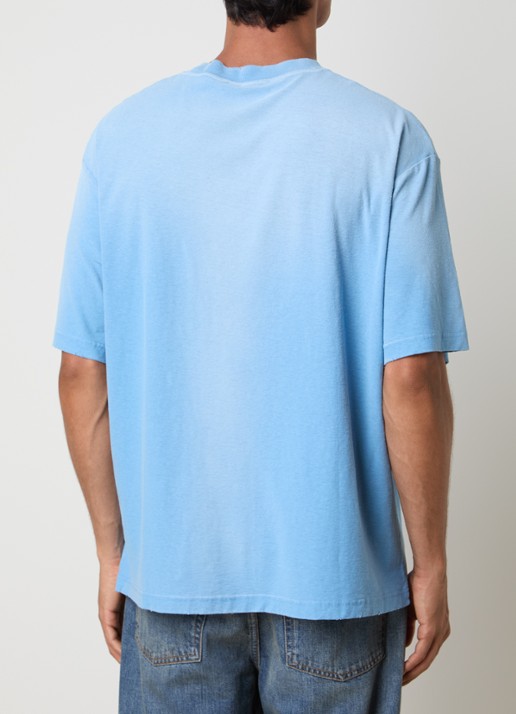 Acne Studios T-shirt met logoprint en verwassen afwerking - achterkant 5 lichtblauw