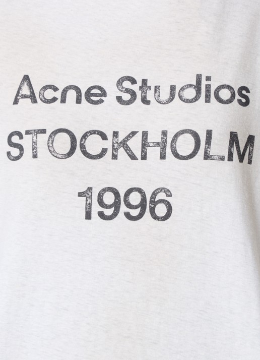 Acne Studios T-shirt met logoprint en verwassen afwerking - detail 7 gebroken wit