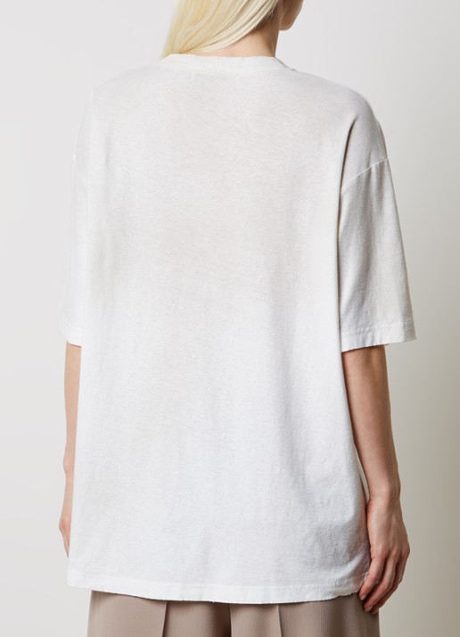 Acne Studios T-shirt met logoprint en verwassen afwerking - achterkant 5 gebroken wit