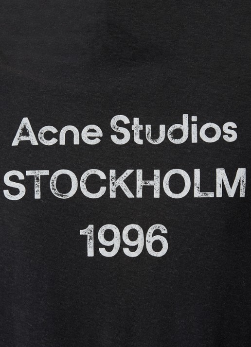 Acne Studios T-shirt met logoprint en verwassen afwerking - detail 5 zwart