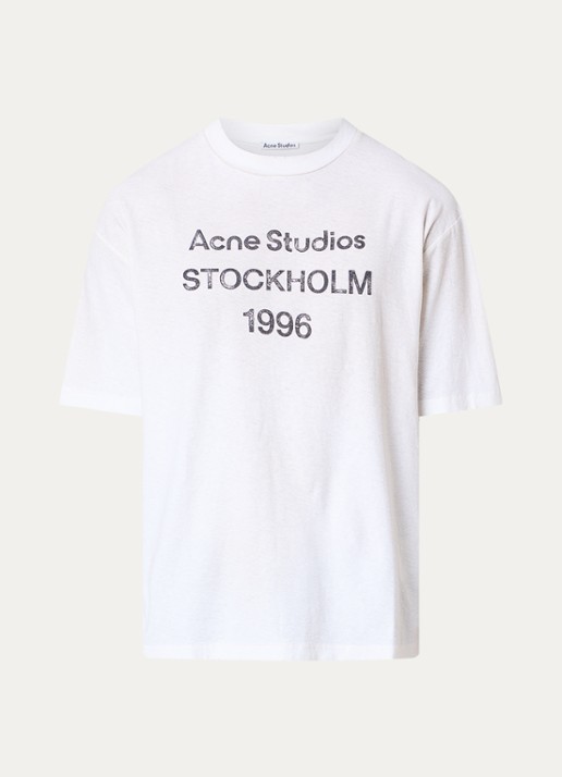 Acne Studios T-shirt met logoprint - voorkant gebroken wit