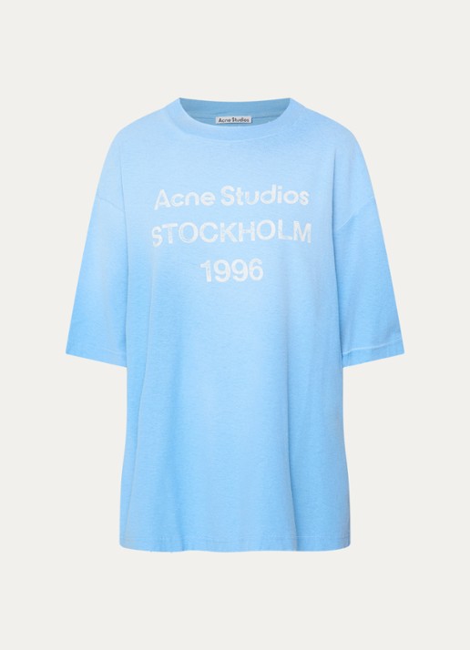 Acne Studios T-shirt met logoprint - voorkant 4 blauw