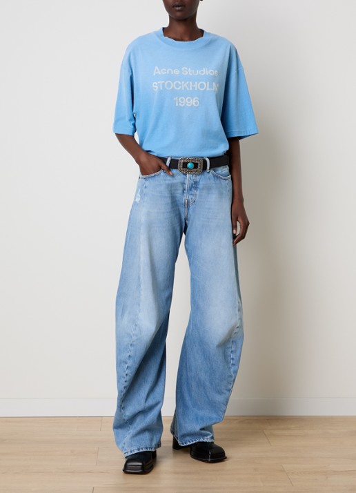 Acne Studios T-shirt met logoprint - voorkant 2 blauw