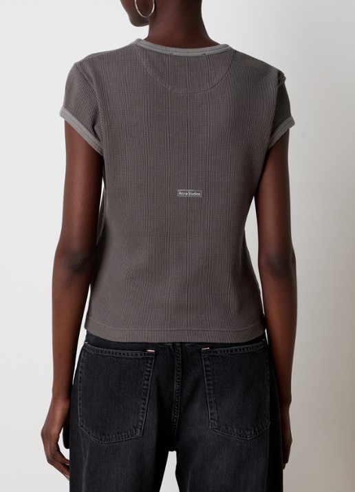 Acne Studios T-shirt met ribstructuur - achterkant 5 middengrijs