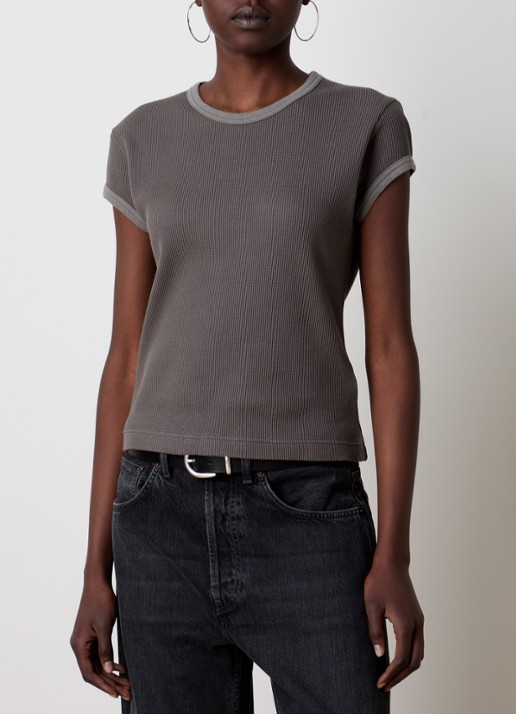 Acne Studios T-shirt met ribstructuur - detail middengrijs