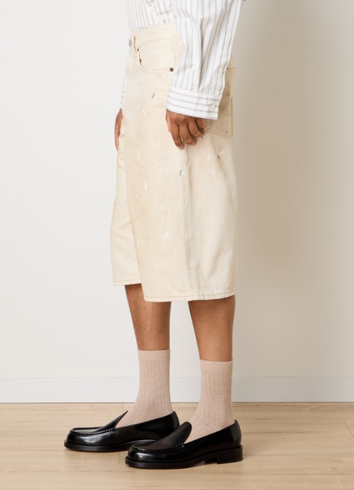 Acne Studios Trafalgar loose fit korte broek van denim met gekleurde wassing - detail 2 beige