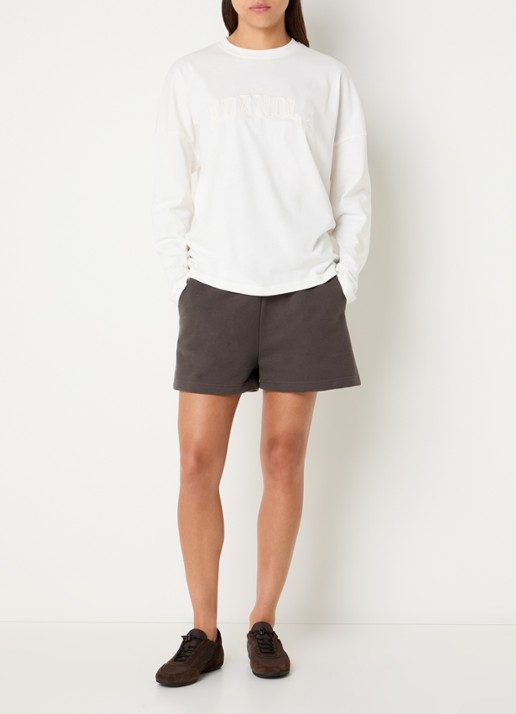 Adanola High waist wide fit korte joggingbroek met steekzakken - voorkant 4 bruin