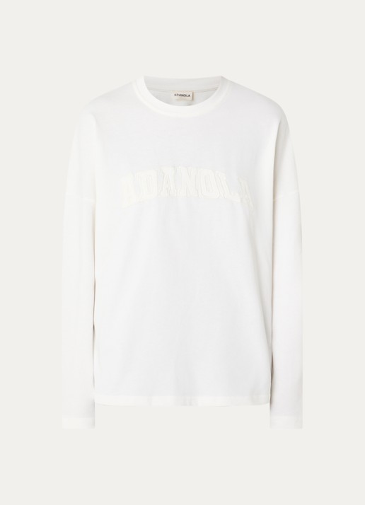 Adanola Longsleeve met logoborduring - voorkant 3 gebroken wit