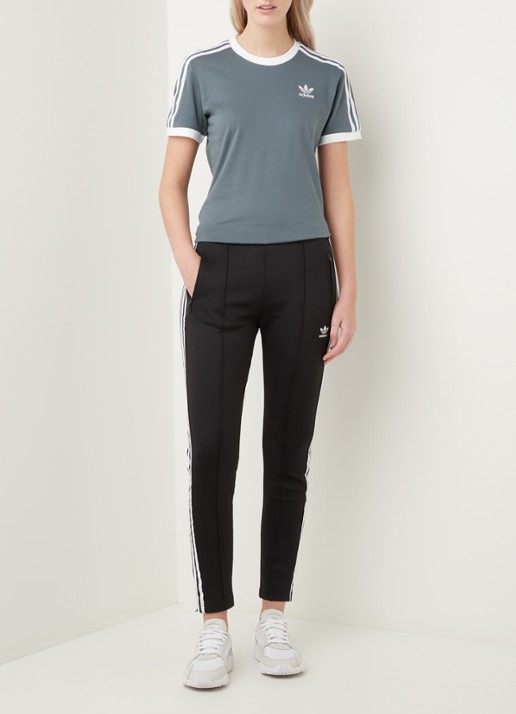 adidas 3 Stripes T-shirt met logoborduring - voorkant 4 staalblauw