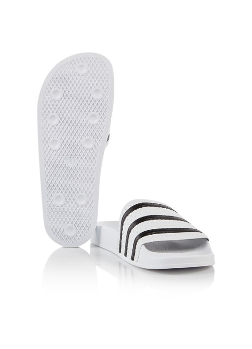 Adidas Adilette slipper met streepdessin - detail 4 wit