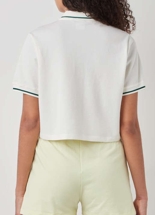 adidas Cropped polo met logoborduring - achterkant 2 gebroken wit