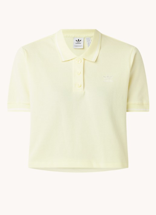 adidas Cropped polo met logoborduring - voorkant 2 lichtgeel