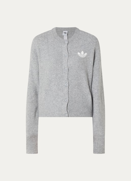 adidas Fijngebreid vest met logo - voorkant 3 grijsmele