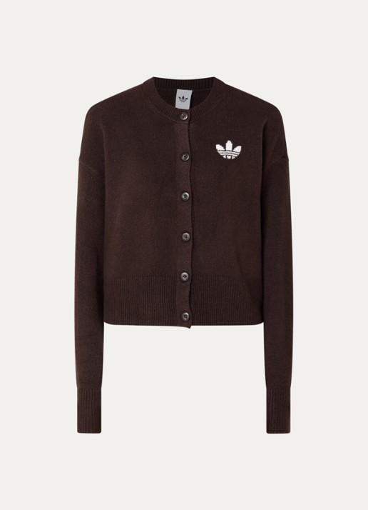 adidas Fijngebreid vest met logo - voorkant 2 bruin