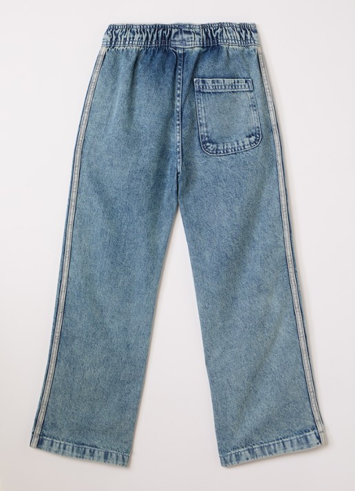Adidas Firebird loose fit jeans met streepprint - voorkant 4 indigo