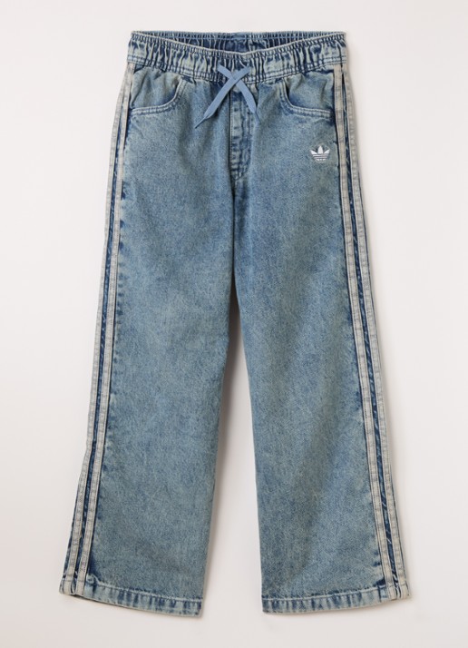 Adidas Firebird loose fit jeans met streepprint - voorkant 5 indigo