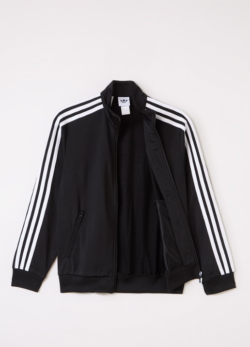 Adidas Firebird sweatvest met logoborduring - voorkant 2 zwart