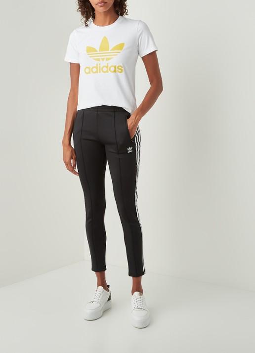 Adidas High waist slim fit joggingbroek met logo - voorkant 2 zwart