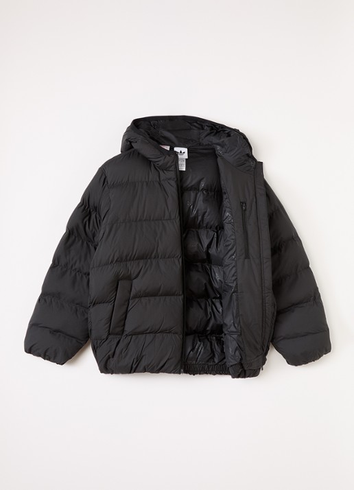 Adidas Puffer jack met capuchon - voorkant 2 zwart