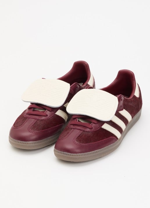 Adidas Samba LT sneaker van leer met ponyhair - detail 2 bordeauxrood