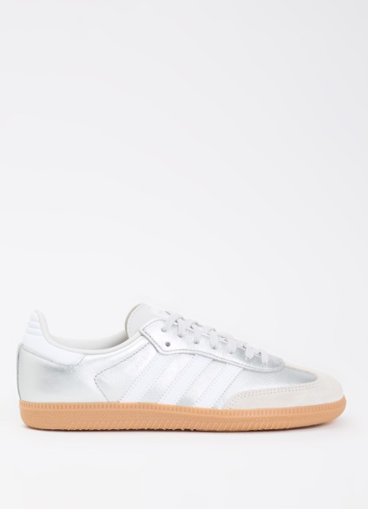 Adidas Samba OG J sneaker met metallic finish - voorkant 3 zilver