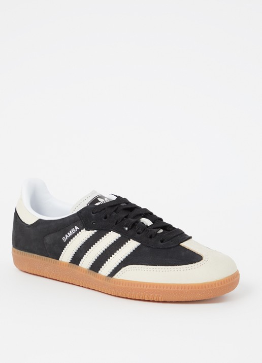 Adidas Samba OG sneaker van leer met suède details  - voorkant zwart