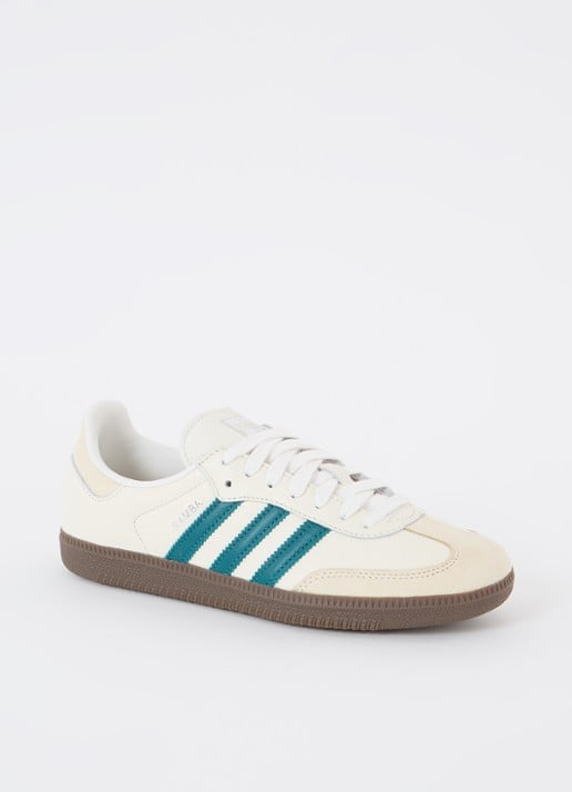 Adidas Samba OG sneaker van leer met suède details  - voorkant creme