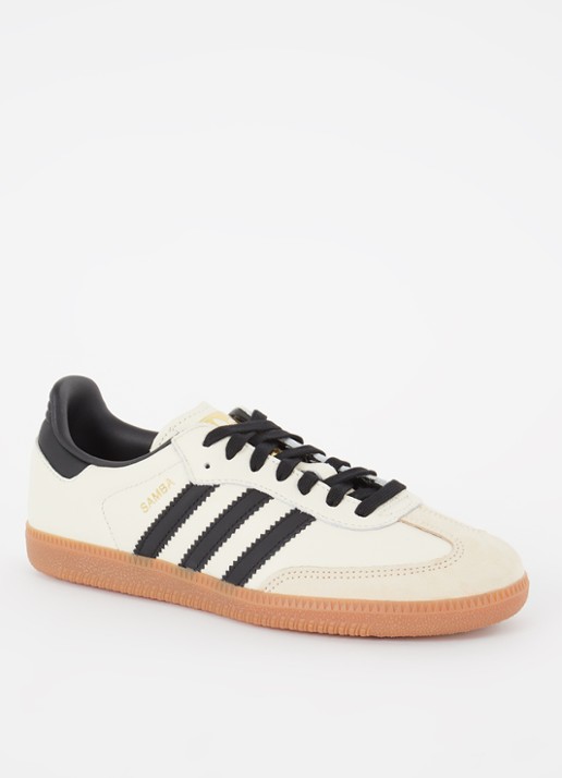 Adidas Samba OG sneaker van leer met suède details  - voorkant 2 ivoor