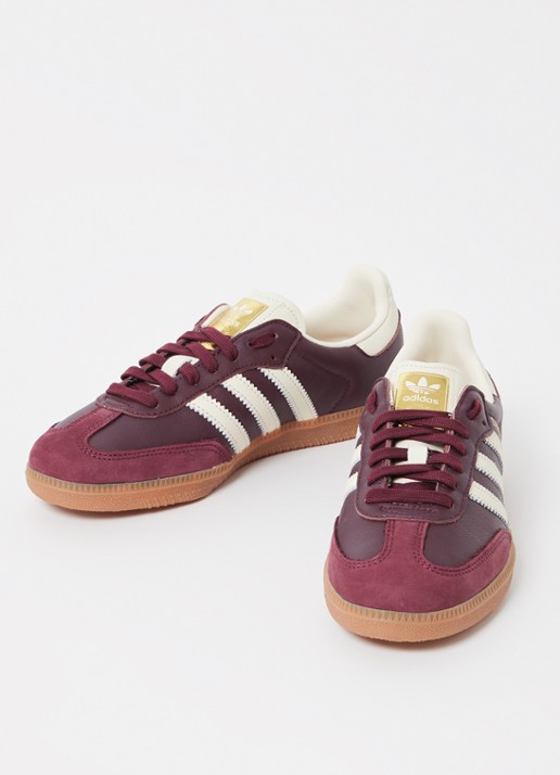 Adidas Samba OG sneaker van leer met suède details  - detail bordeauxrood