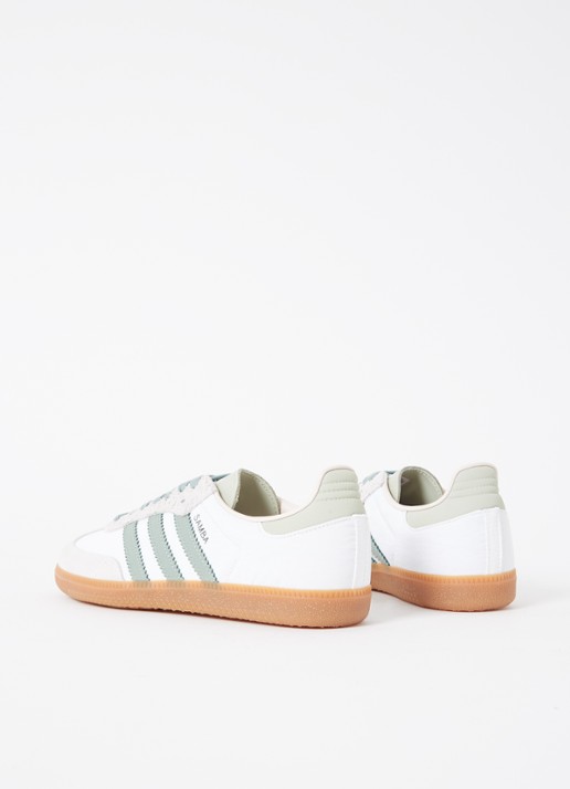 Adidas Samba OG sneaker van leer met suède details  - achterkant lindegroen