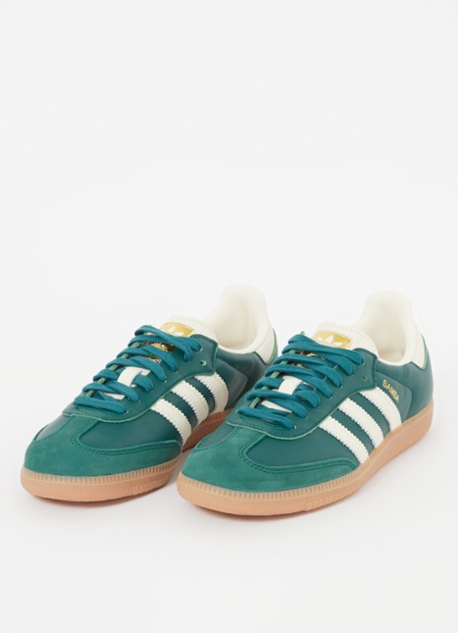 Adidas Samba OG sneaker van leer met suède details  - detail 3 donkergroen