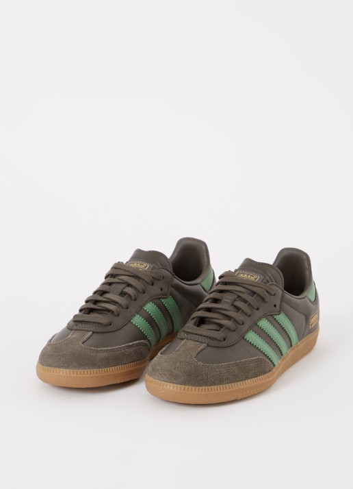 Adidas Samba OG sneaker van leer met suède details  - detail 2 olijfgroen