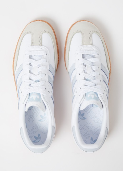 Adidas Samba OG sneaker van leer met suède details  - detail 4 lichtblauw