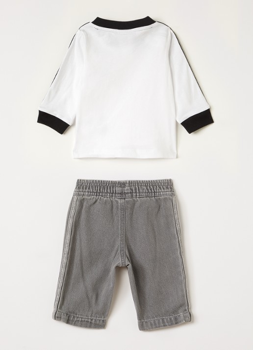 Adidas Set van longsleeve met straight leg jeans 2-delig - voorkant 2 wit