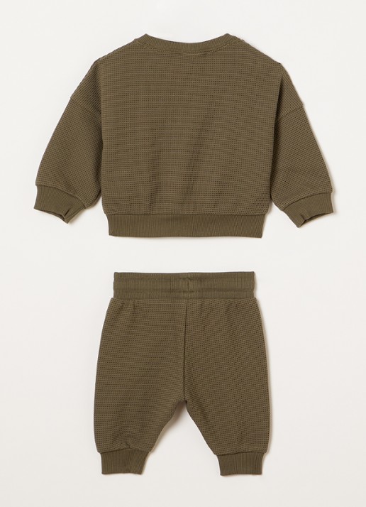 Adidas Set van sweater met joggingbroek 2-delig - voorkant 2 legergroen