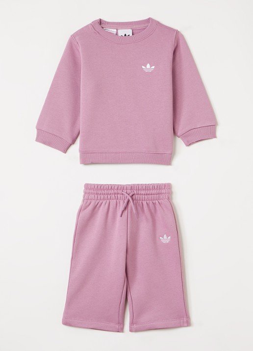 Adidas Set van sweater met korte joggingbroek 2-delig - voorkant 3 roze