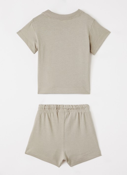 Adidas Set van T-shirt met korte broek 2-delig - voorkant 2 beige