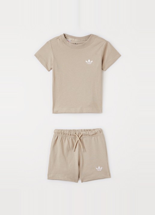 Adidas Set van T-shirt met korte broek 2-delig - voorkant 3 beige