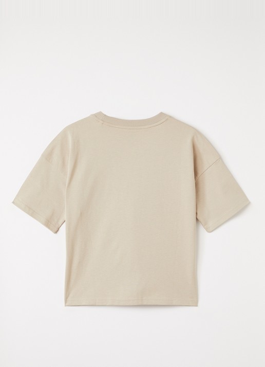 Adidas T-shirt met logoborduring - voorkant 2 beige
